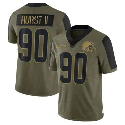 Cleveland Browns Men's Limited Olive 2021 Salute To Service Jersey (90 Maurice Hurst II)
