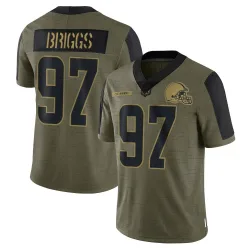 Cleveland Browns Men's Limited Olive 2021 Salute To Service Jersey (97 Jowon Briggs)