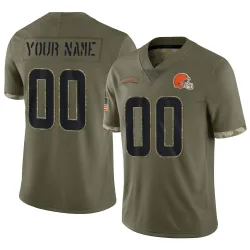 Cleveland Browns Men's Limited Olive 2022 Salute To Service Jersey (00 Custom)