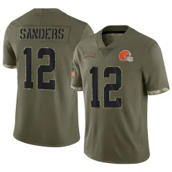 Cleveland Browns Men's Limited Olive 2022 Salute To Service Jersey (12 Shedeur Sanders)