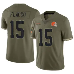 Cleveland Browns Men's Limited Olive 2022 Salute To Service Jersey (15 Joe Flacco)