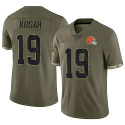 Cleveland Browns Men's Limited Olive 2022 Salute To Service Jersey (19 Bernie Kosar)