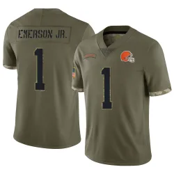 Cleveland Browns Men's Limited Olive 2022 Salute To Service Jersey (1 Martin Emerson Jr.)