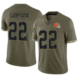 Cleveland Browns Men's Limited Olive 2022 Salute To Service Jersey (22 Dylan Sampson)