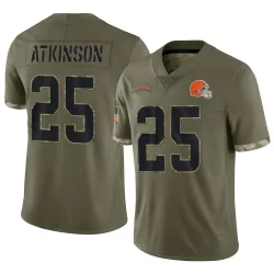 Cleveland Browns Men's Limited Olive 2022 Salute To Service Jersey (25 George Atkinson)