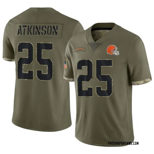 Cleveland Browns Men's Limited Olive 2022 Salute To Service Jersey (25 George Atkinson)