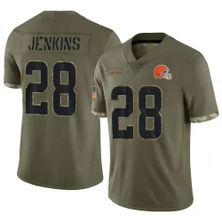 Cleveland Browns Men's Limited Olive 2022 Salute To Service Jersey (28 Rayshawn Jenkins)