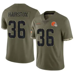 Cleveland Browns Men's Limited Olive 2022 Salute To Service Jersey (36 Troy Hairston)