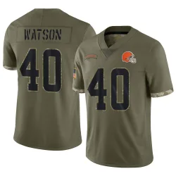 Cleveland Browns Men's Limited Olive 2022 Salute To Service Jersey (40 Nathaniel Watson)
