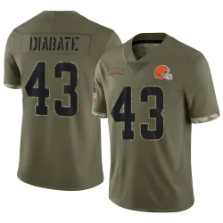 Cleveland Browns Men's Limited Olive 2022 Salute To Service Jersey (43 Mohamoud Diabate)
