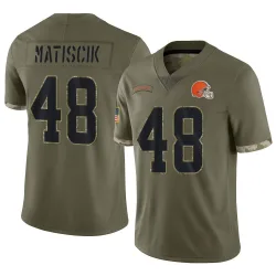 Cleveland Browns Men's Limited Olive 2022 Salute To Service Jersey (48 Brent Matiscik)