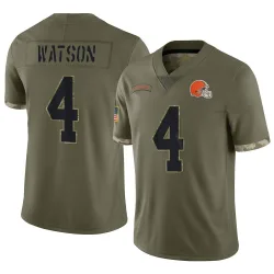 Cleveland Browns Men's Limited Olive 2022 Salute To Service Jersey (4 Deshaun Watson)