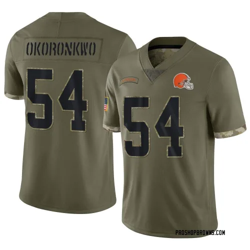 Cleveland Browns Men's Limited Olive 2022 Salute To Service Jersey (54 Ogbo Okoronkwo)