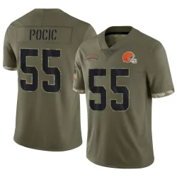 Cleveland Browns Men's Limited Olive 2022 Salute To Service Jersey (55 Ethan Pocic)