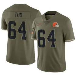 Cleveland Browns Men's Limited Olive 2022 Salute To Service Jersey (64 Cameron Tom)