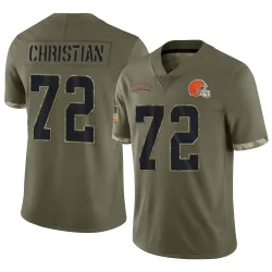 Cleveland Browns Men's Limited Olive 2022 Salute To Service Jersey (72 Geron Christian)