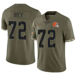 Cleveland Browns Men's Limited Olive 2022 Salute To Service Jersey (72 Jason Ivey)