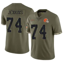 Cleveland Browns Men's Limited Olive 2022 Salute To Service Jersey (74 Teven Jenkins)