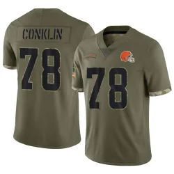 Cleveland Browns Men's Limited Olive 2022 Salute To Service Jersey (78 Jack Conklin)