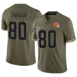 Cleveland Browns Men's Limited Olive 2022 Salute To Service Jersey (80 Jamari Thrash)