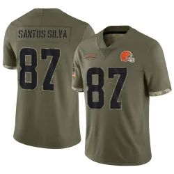 Cleveland Browns Men's Limited Olive 2022 Salute To Service Jersey (87 Marcus Santos-Silva)