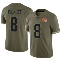 Cleveland Browns Men's Limited Olive 2022 Salute To Service Jersey (8 Kenny Pickett)
