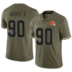 Cleveland Browns Men's Limited Olive 2022 Salute To Service Jersey (90 Maurice Hurst II)