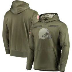 Cleveland Browns Men's Olive 2018 Salute to Service Sideline Therma Performance Pullover Hoodie