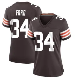 Cleveland Browns Women's Game Brown Team Color Jersey (34 Jerome Ford)
