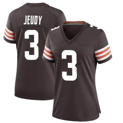Cleveland Browns Women's Game Brown Team Color Jersey (3 Jerry Jeudy)