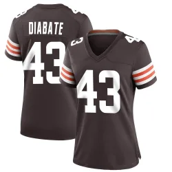 Cleveland Browns Women's Game Brown Team Color Jersey (43 Mohamoud Diabate)