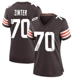 Cleveland Browns Women's Game Brown Team Color Jersey (70 Zak Zinter)