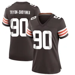 Cleveland Browns Women's Game Brown Team Color Jersey (90 Joe Tryon-Shoyinka)