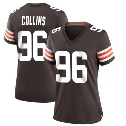 Cleveland Browns Women's Game Brown Team Color Jersey (96 Maliek Collins)