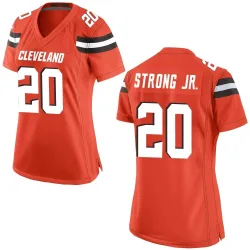 Cleveland Browns Women's Game Orange Alternate Jersey (20 Pierre Strong Jr.)