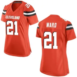 Cleveland Browns Women's Game Orange Alternate Jersey (21 Denzel Ward)
