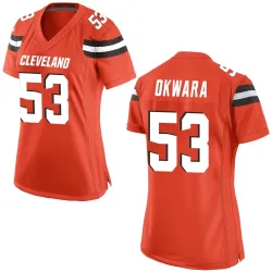 Cleveland Browns Women's Game Orange Alternate Jersey (53 Julian Okwara)