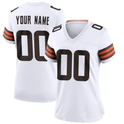 Cleveland Browns Women's Game White Jersey (00 Custom)