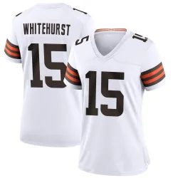 Cleveland Browns Women's Game White Jersey (15 Charlie Whitehurst)