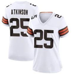 Cleveland Browns Women's Game White Jersey (25 George Atkinson)