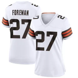 Cleveland Browns Women's Game White Jersey (27 D'Onta Foreman)