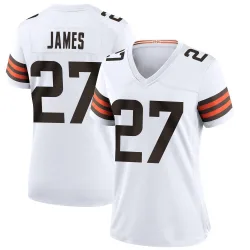 Cleveland Browns Women's Game White Jersey (27 LaMareon James)