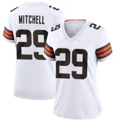 Cleveland Browns Women's Game White Jersey (29 Cameron Mitchell)
