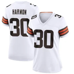 Cleveland Browns Women's Game White Jersey (30 Duron Harmon)
