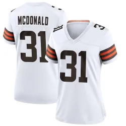 Cleveland Browns Women's Game White Jersey (31 Cade McDonald)