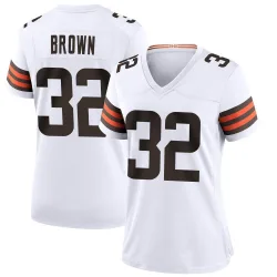 Cleveland Browns Women's Game White Jersey (32 Jim Brown)