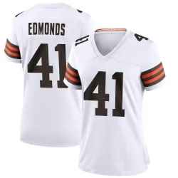 Cleveland Browns Women's Game White Jersey (41 Chris Edmonds)