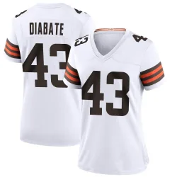 Cleveland Browns Women's Game White Jersey (43 Mohamoud Diabate)