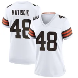 Cleveland Browns Women's Game White Jersey (48 Brent Matiscik)