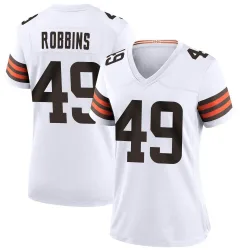 Cleveland Browns Women's Game White Jersey (49 Aidan Robbins)